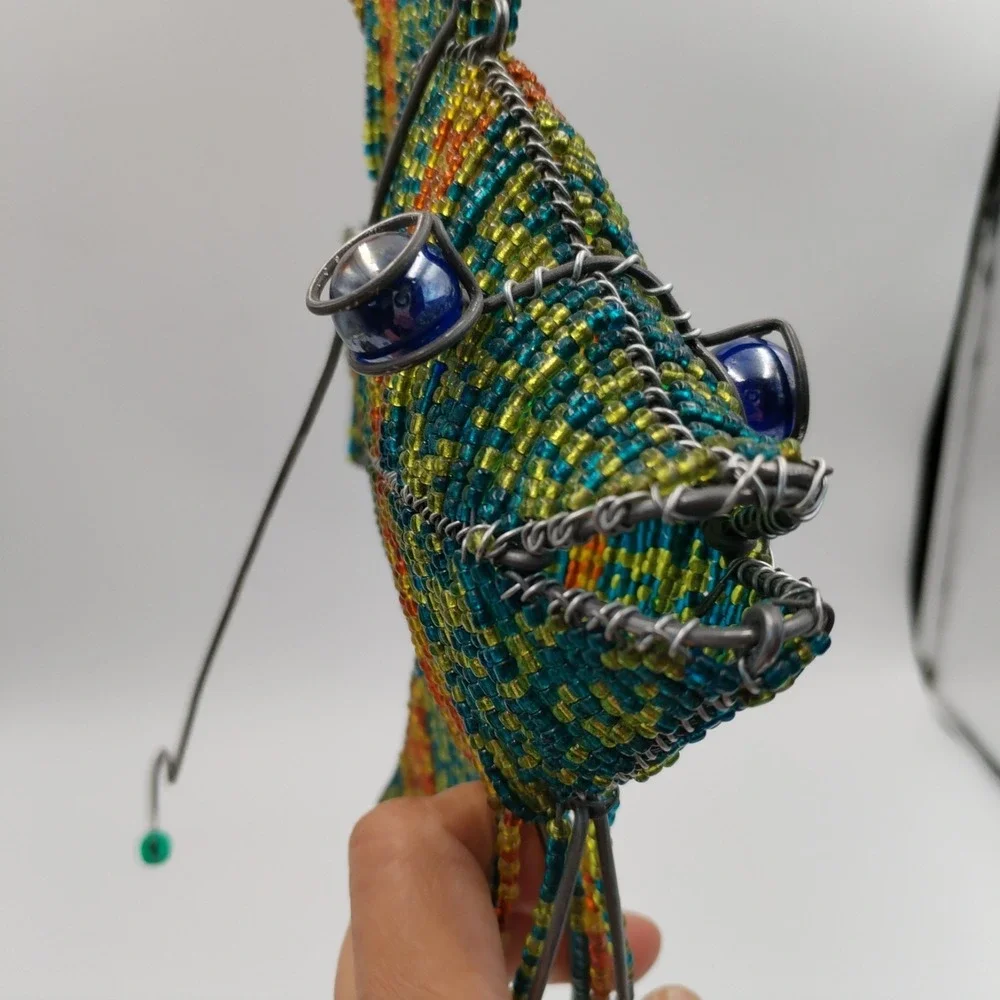Beaded Wire Marine Life Fish Seahorse Ornaments Lot 3 Coastal Home Decor Folk
